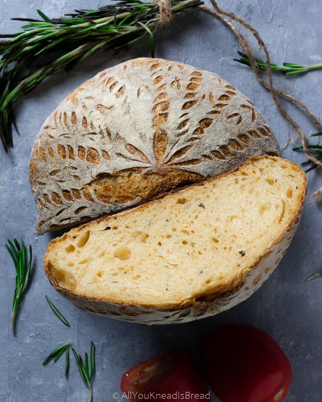 Tomato and rosemary sourdough bread - All you knead is bread
