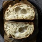 Open, airy sourdough crumb structure from high-protein bread flour