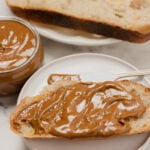 apple sourdough bread tiast with homemade almond butter